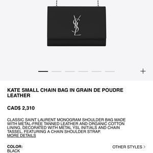 YSL KATE SMALL CHAIN BAG IN GRAIN DE POUDRE LEATHER